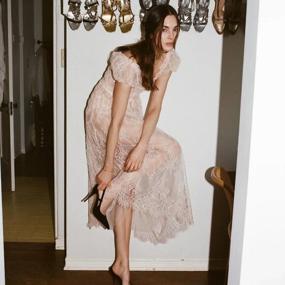 New Doen Pamelina Dress In Petunia Pink Lace XS
